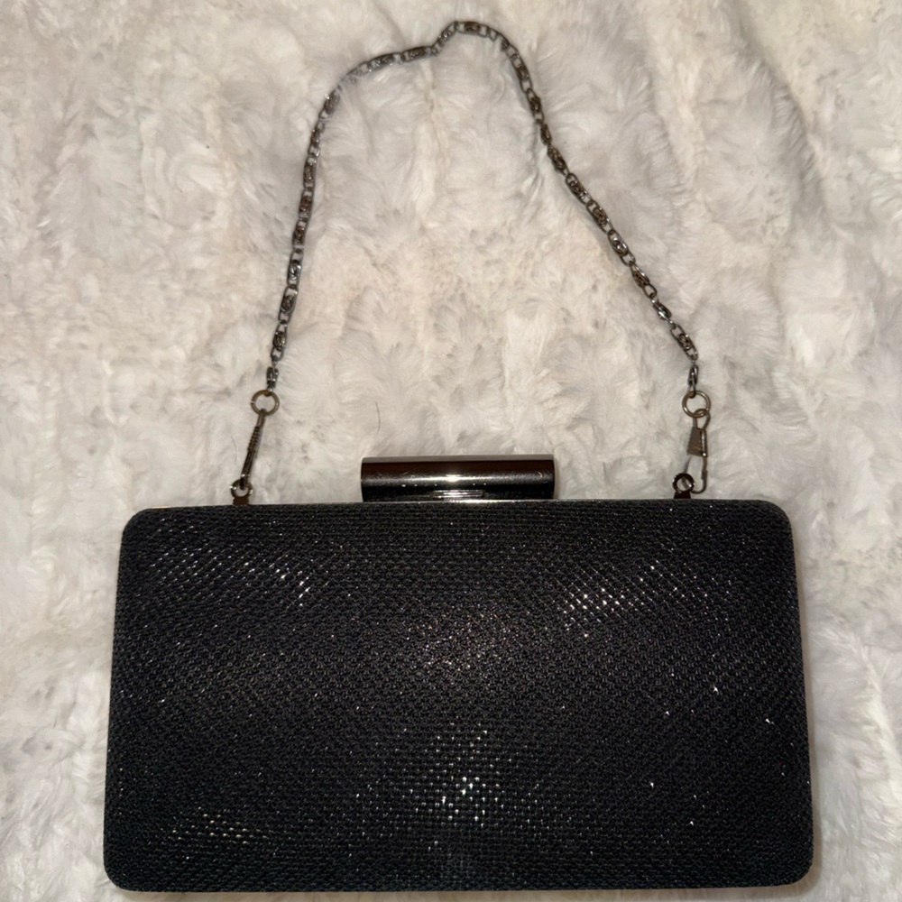 Elegant Black Clutch Bag With Chain and Without